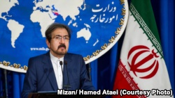 Iran -- Iranian foreign ministry spokesman, Bahram Ghasemi speaks during a press conference in Tehran, on May 21, 2018.