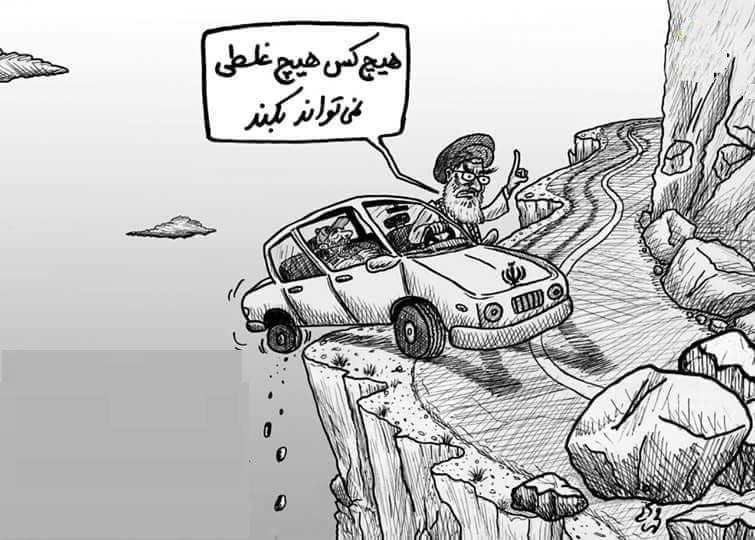 «هیچکس هیچ غلطی نمی تواند بکند!» واکنش خامنه ای جنایتکار به اعتراضات مرداد – کارتونیست بهنام محمدی