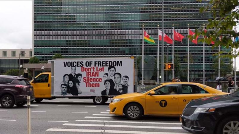 کارزار پاسخ طلبی از حسن روحانی در نیویورک، درباره نقض حقوق بشر در ایران
